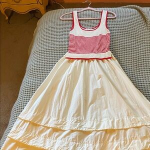 Moon River Striped Red and White Sleeveless Dress